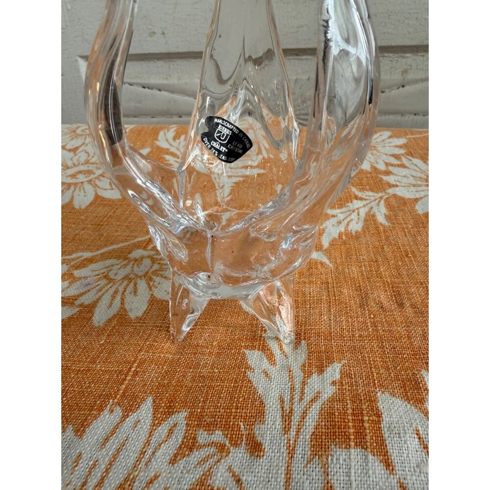 Vintage MCM Riekes Chalet Lead Crystal Candle Holder Art Glass - Picture 5 of 8